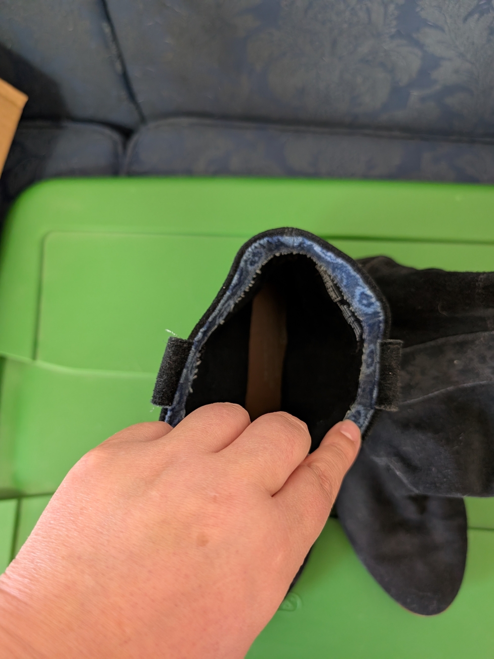 Toms Black Suede Ankle Booties with Low Heel - Picture 3 of 13